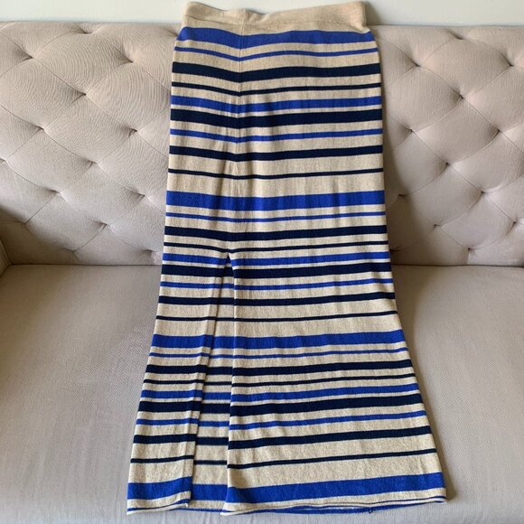 Sparrow Anthropologie Long Striped Lambswool Skirt Beige Fisherman Cozycore Boho - Picture 6 of 14